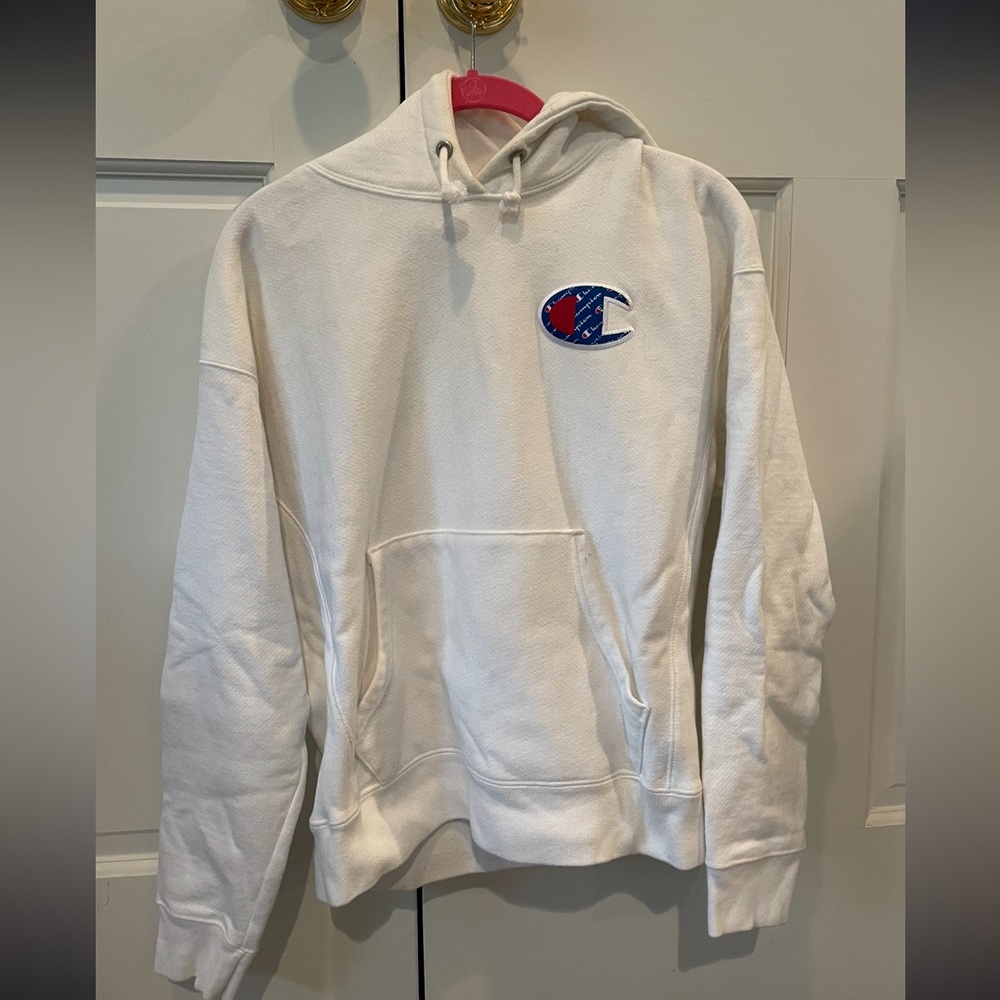 Champion Reverse Weave Big C Patch Logo White Pul… - image 2